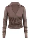 Max Mara Jersey And Tulle Aiello Blouse In Brown