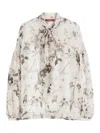 Max Mara Studio Polka Dot Silk Blend Shirt In White