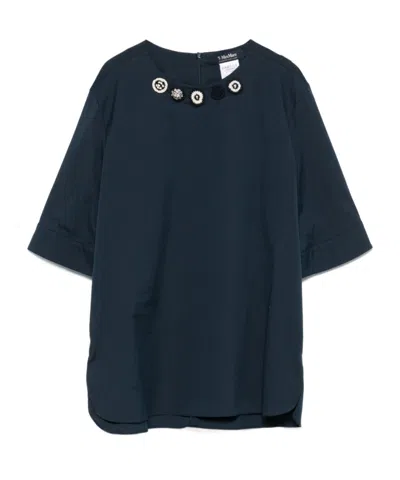 Max Mara Blusa In Popeline Di Cotone Dora In Black