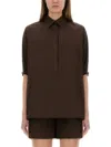 Max Mara Brown Cotton Poplin Teano Shirt In Brown