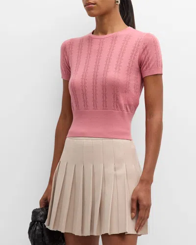 Max Mara Boa Cropped Pointelle-knit Top In Peony