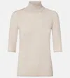 Max Mara Boa Virgin Wool Turtleneck Top In Nude