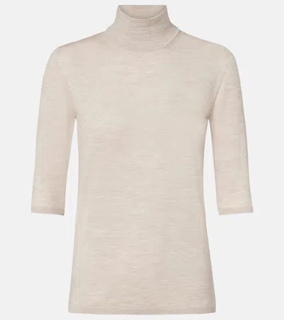 Max Mara Boa Virgin Wool Turtleneck Top In Nude