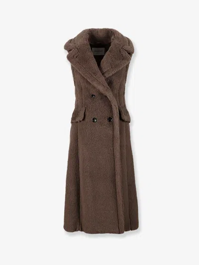 Max Mara Boario Sleeveless Alpaca Blend Coat In Brown