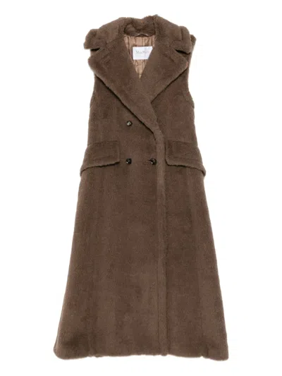 Max Mara Sleeveless Double-breasted Coat Boario In Brown