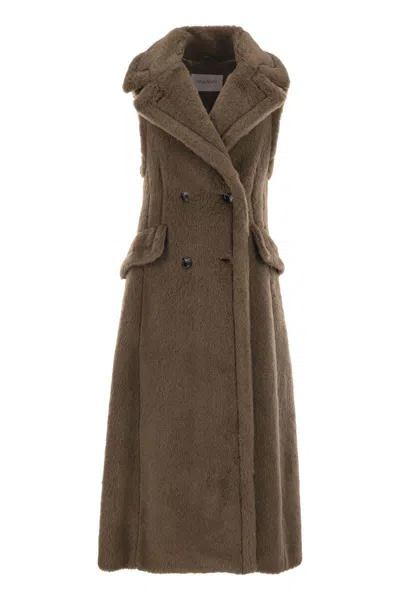 Max Mara Boario1234 - Sleeveless Coat In Alpaca And Wool Teddy Fabric In Gray