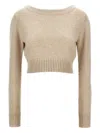 Max Mara Boat-neck Cuffed-sleeve Sweater In Gold