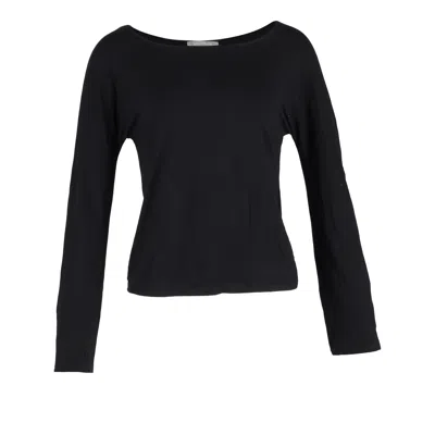 Max Mara Boat Neck Long Sleeve T-shirt In Black Cotton
