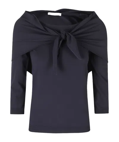 Max Mara Boat-neck Knit Top In Black