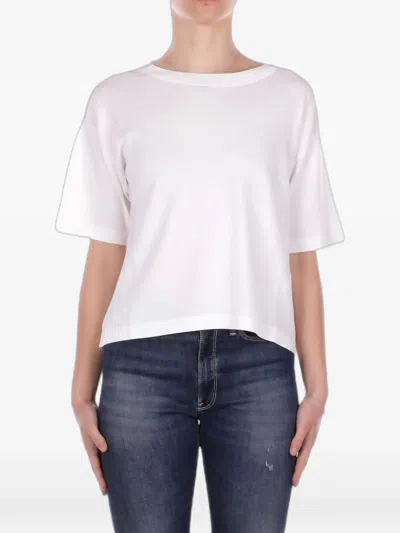 Max Mara Boat-neck Short-sleeve T-shirt In White
