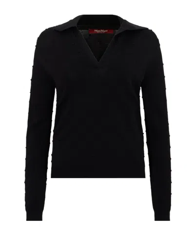 Max Mara Bobble-knit Polo Sweater In Black