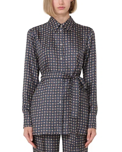Max Mara Boccale Silk Shirt In Blue