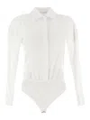 Max Mara White Stretch Cotton Bodysuit In White