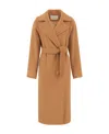 Max Mara Body-wrapped Long Overcoat In Brown