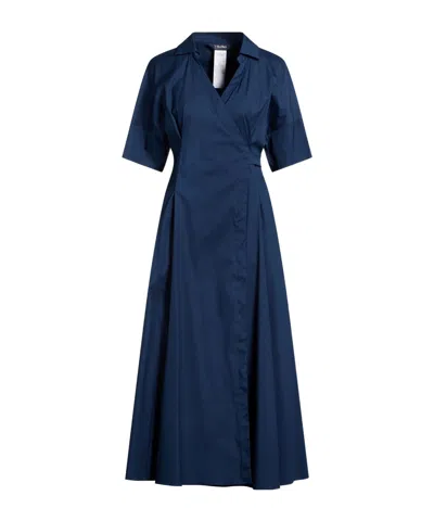 Max Mara Bodycon Solid-color Wrap Dress In Blue