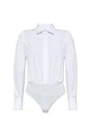 Max Mara Fitted Waist Long Sleeve Top With Collar In White