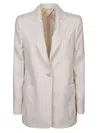 Max Mara Linen Single-breasted Blazer Jacket In Bianco Tela