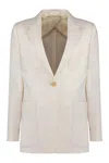Max Mara Women's Sand Mosa Single-breasted Linen-cotton Blend Blazer In Panna