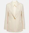 Max Mara Womens Sand Mosa Single-breasted Linen-cotton Blend Blazer In White