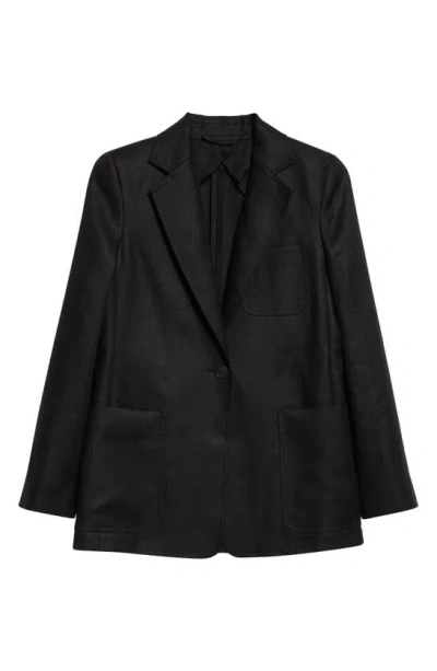 Max Mara Boemia Notch Lapel Linen Blazer In Black