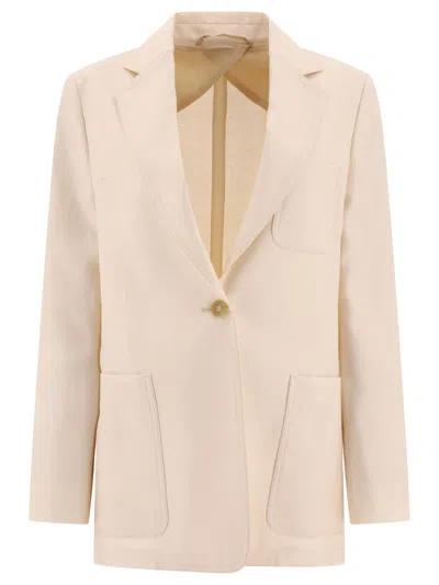 Max Mara Elegant Single-breasted Linen Blazer For Women In White