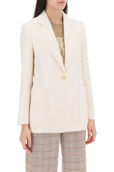 Max Mara Slim Fit Shetland Single-breasted Blazer In Neutral
