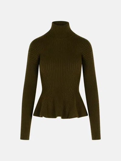 Max Mara Bolsena 1234 Turtleneck Peplum Sweater In Burgundy