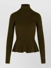 Max Mara Bolsena 1234 Turtleneck Peplum Sweater In Burgundy
