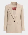 Max Mara Bolsena Flannel One-button Blazer In Neutral