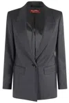 Max Mara Dark Grey Bolsena Blazer In Blue