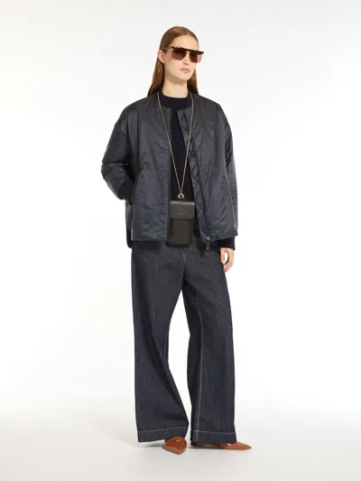 Max Mara Silver Sierra Bomber Jacket In 8 Midnight Blue
