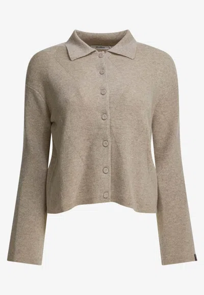 Max Mara Bombo Cashmere Cardigan In Gray