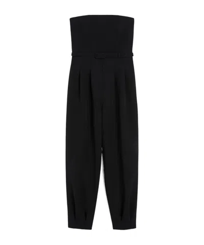 Max Mara Bonded Sable Jumpsuit In Black
