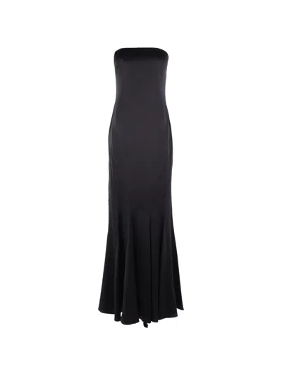 Max Mara Boned Silk-satin Maxi Dress In Black