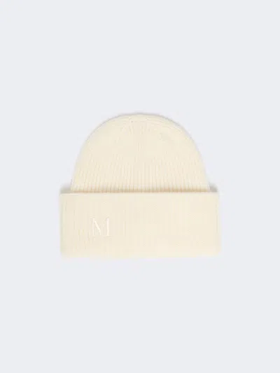 Max Mara Bonnet En Cachemire Côtelé In Ivoire