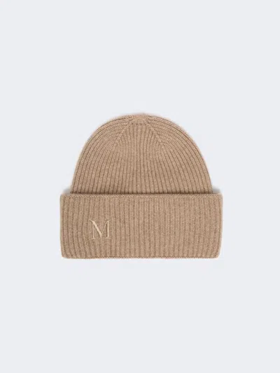 Max Mara Bonnet En Cachemire Côtelé In Noisette