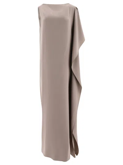 Max Mara Elegant Gray One-shoulder Silk Dress For Women