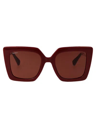 Max Mara Bordeaux Injectate Sunglasses In Burgundy