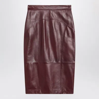 Max Mara Bordeaux Pencil Skirt In Nappa Leather In Burgundy