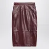 Max Mara Bordeaux Pencil Skirt In Nappa Leather In Burgundy