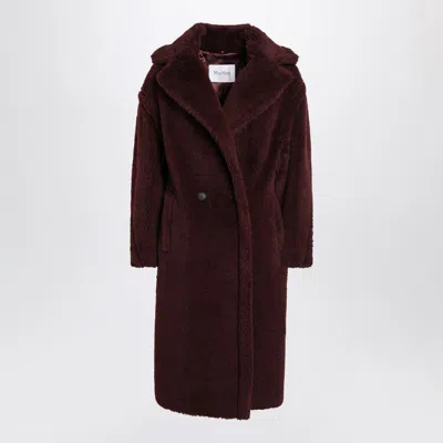 Max Mara Bordeaux Teddy Bear Icon Coat In Alpaca And Wool In Burgundy