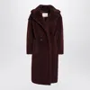 Max Mara Bordeaux Teddy Bear Icon Coat In Alpaca And Wool In Burgundy
