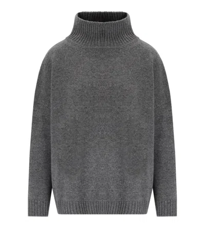 Max Mara Borgia Anthracite Grey Turtleneck Sweater In Gray