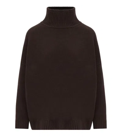 Max Mara Borgia Chocolate Turtleneck Sweater In Blue