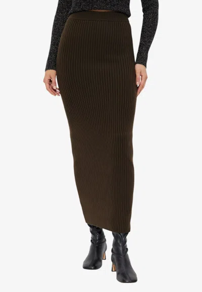 Max Mara Boris Knitted Maxi Skirt In Green