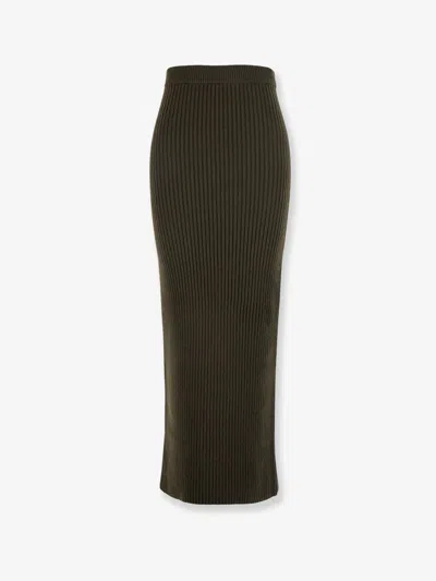 Max Mara Boris Wool And Cashmere Long Skirt In Green