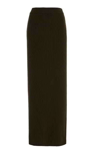 Max Mara Boris Wool-cashmere Knit Skirt In Green