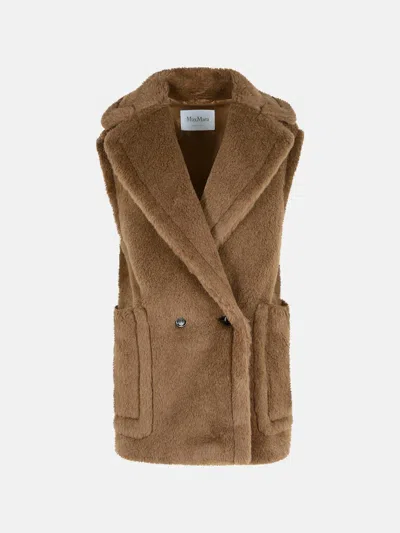 Max Mara 'bormida 1234' 'teddy' Vest In Alpaca And Brown Wool