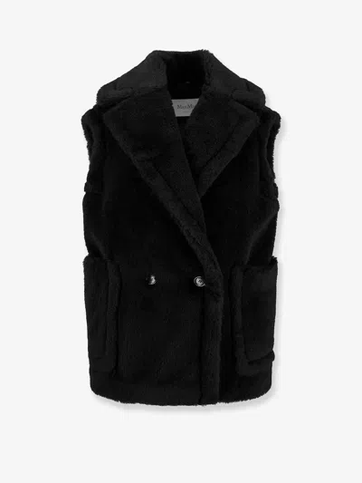 Max Mara Bormida Alpaca And Wool Sleeveless Coat In Black