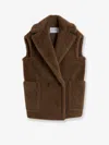 Max Mara Double-breasted Sleeveless Jacket In Teddy In Brown
